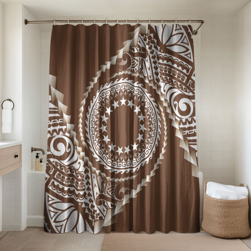 Cook Islands Gospel Day Bathroom Set Brown Tribal Curves