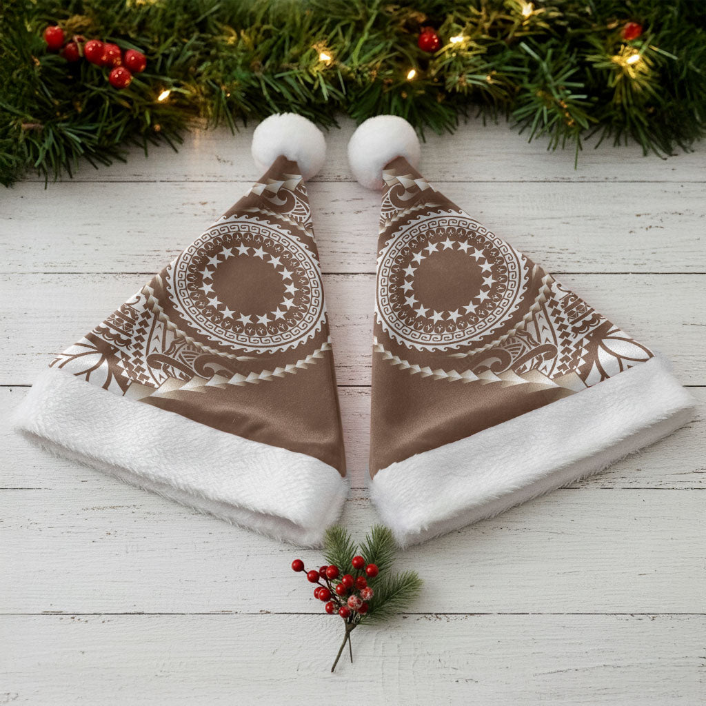 Cook Islands Gospel Day Christmas Santa Hat Brown Tribal Curves LT05 - Polynesian Pride