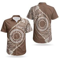 Cook Islands Gospel Day Couples Matching Summer Maxi Dress and Hawaiian Shirt Brown Tribal Curves LT05 - Polynesian Pride