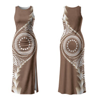 Cook Islands Gospel Day Couples Matching Tank Maxi Dress and Hawaiian Shirt Brown Tribal Curves LT05 - Polynesian Pride