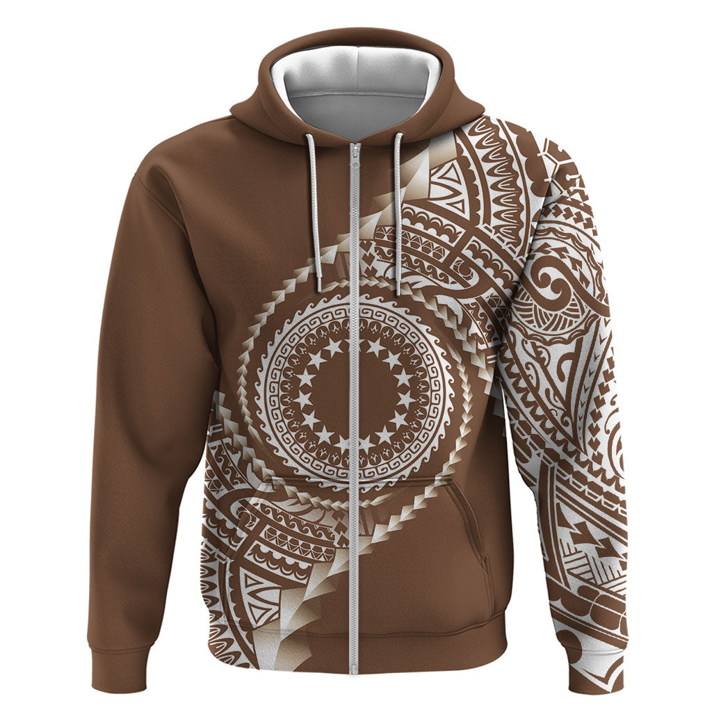 Cook Islands Gospel Day Hoodie Brown Tribal Curves