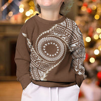 Cook Islands Gospel Day Kid Ugly Christmas Sweater Brown Tribal Curves LT05 - Polynesian Pride