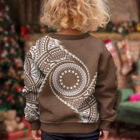 Cook Islands Gospel Day Kid Ugly Christmas Sweater Brown Tribal Curves LT05 - Polynesian Pride