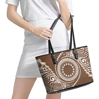 Cook Islands Gospel Day Leather Tote Bag Brown Tribal Curves LT05 - Polynesian Pride