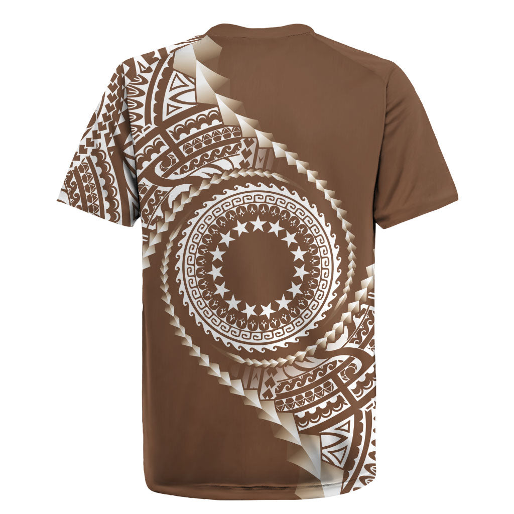 Cook Islands Gospel Day Rugby Jersey Brown Tribal Curves LT05 - Polynesian Pride