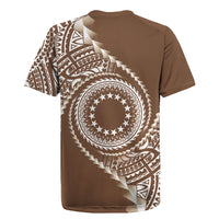 Cook Islands Gospel Day Rugby Jersey Brown Tribal Curves LT05 - Polynesian Pride