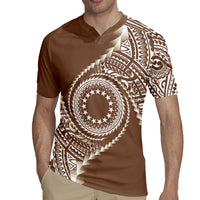 Cook Islands Gospel Day Rugby Jersey Brown Tribal Curves LT05 - Polynesian Pride