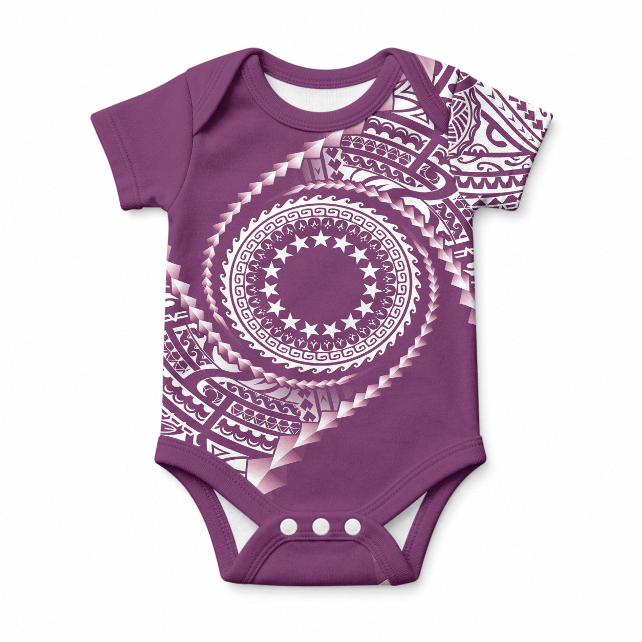 Cook Islands Gospel Day Baby Onesie Maroon Tribal Curves LT05 Maroon - Polynesian Pride