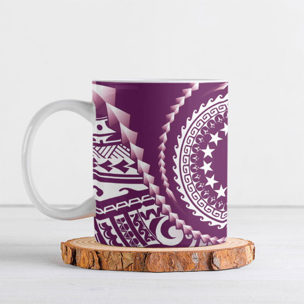 Cook Islands Gospel Day Ceramic Mug Maroon Tribal Curves LT05 Maroon - Polynesian Pride