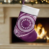 Cook Islands Gospel Day Christmas Stocking Maroon Tribal Curves