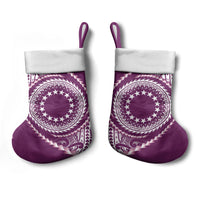 Cook Islands Gospel Day Christmas Stocking Maroon Tribal Curves