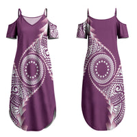 Cook Islands Gospel Day Couples Matching Summer Maxi Dress and Hawaiian Shirt Maroon Tribal Curves LT05 - Polynesian Pride