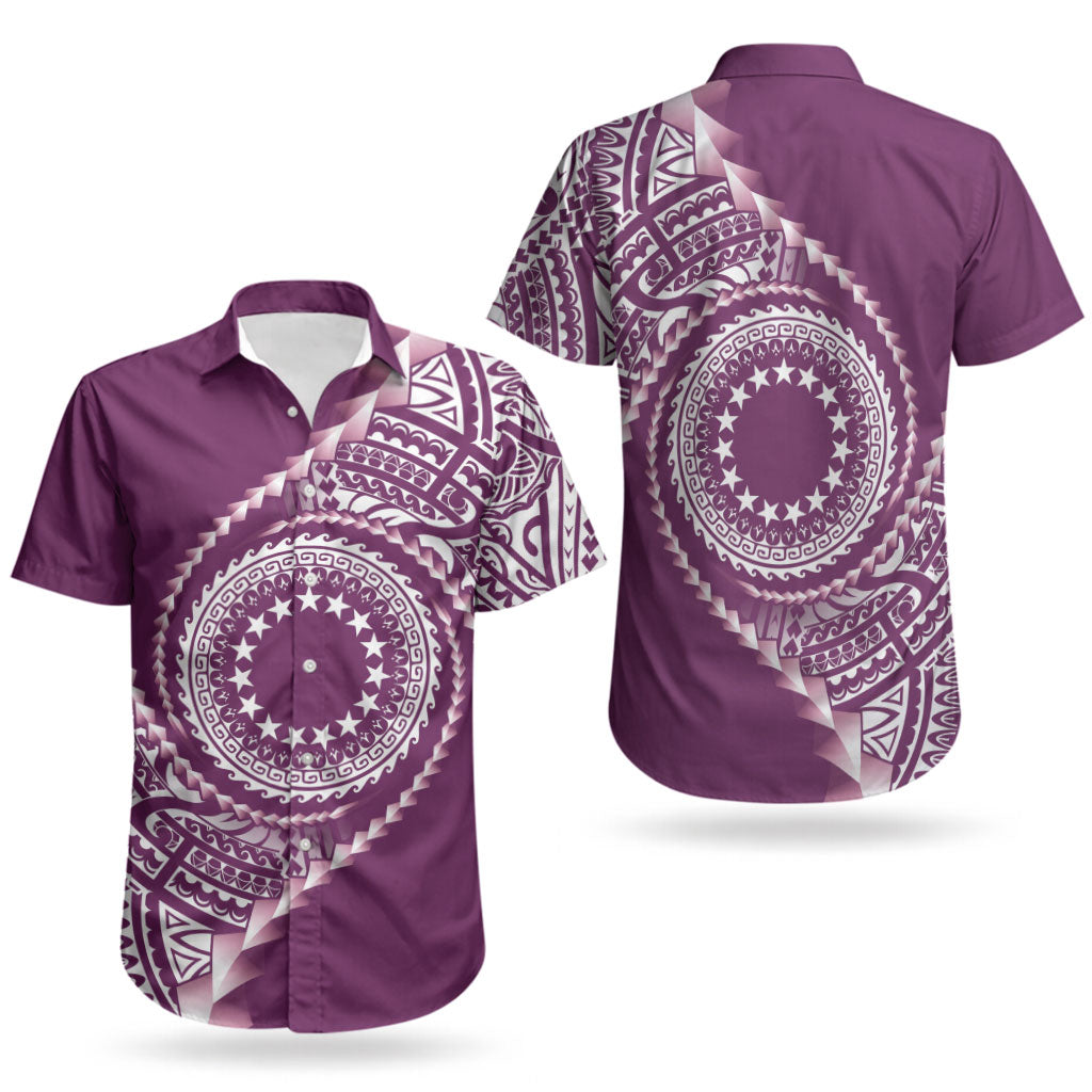 Cook Islands Gospel Day Couples Matching Tank Maxi Dress and Hawaiian Shirt Maroon Tribal Curves LT05 - Polynesian Pride
