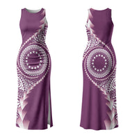 Cook Islands Gospel Day Couples Matching Tank Maxi Dress and Hawaiian Shirt Maroon Tribal Curves LT05 - Polynesian Pride