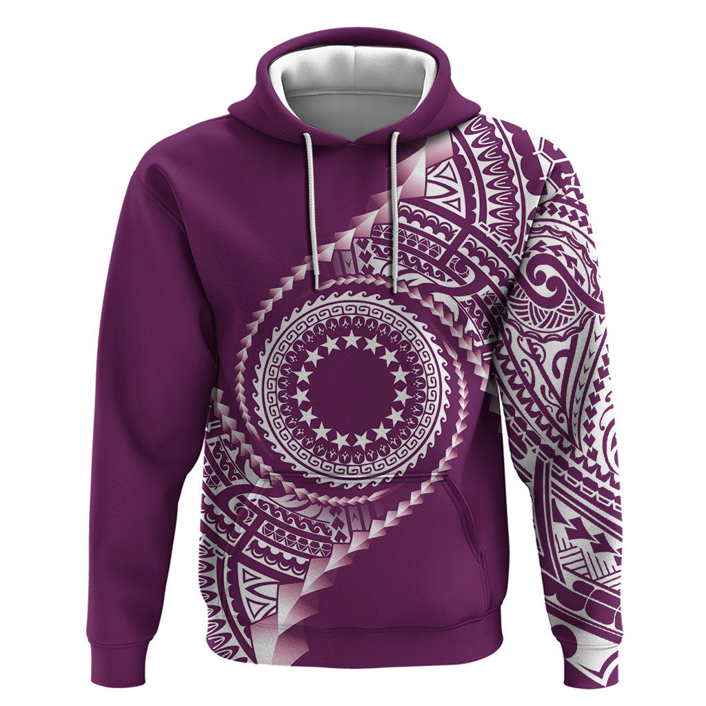 Cook Islands Gospel Day Hoodie Maroon Tribal Curves LT05 Pullover Hoodie Maroon - Polynesian Pride