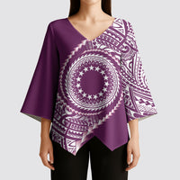 Cook Islands Gospel Day Kimono Sleeve Blouse Maroon Tribal Curves