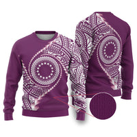 Cook Islands Gospel Day Ugly Christmas Sweater Maroon Tribal Curves LT05 Maroon - Polynesian Pride