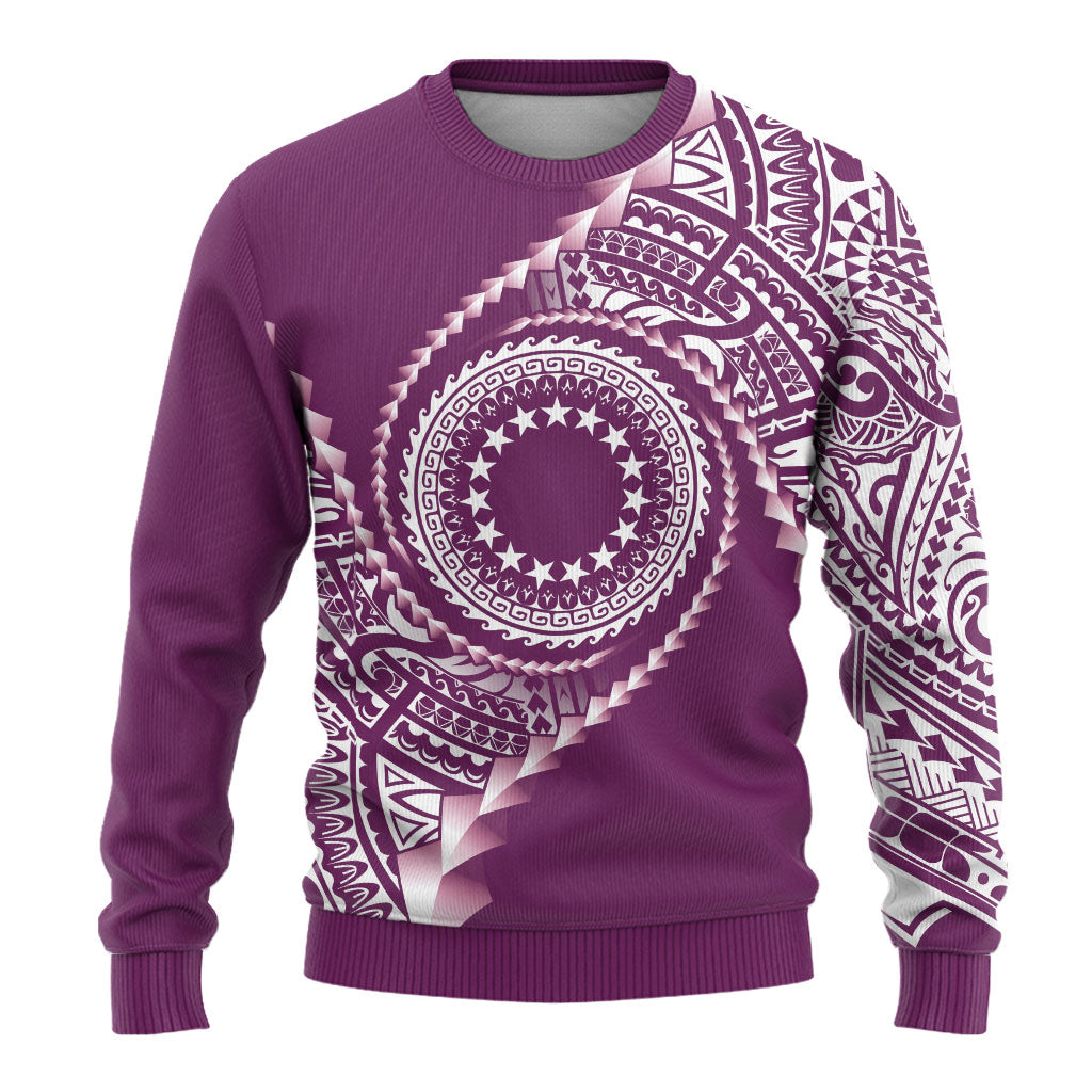 Cook Islands Gospel Day Ugly Christmas Sweater Maroon Tribal Curves LT05 - Polynesian Pride