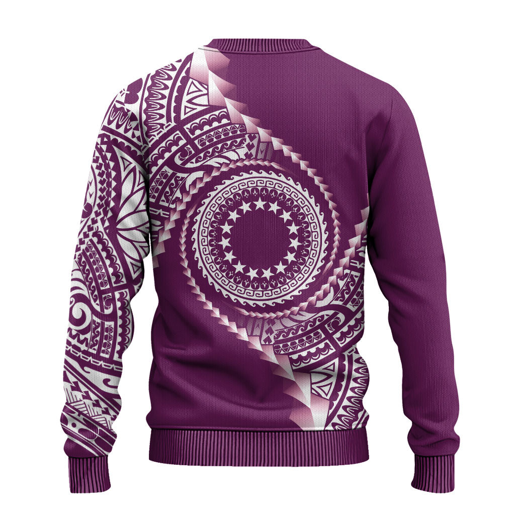 Cook Islands Gospel Day Ugly Christmas Sweater Maroon Tribal Curves LT05 - Polynesian Pride