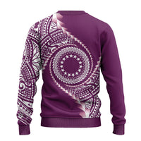 Cook Islands Gospel Day Ugly Christmas Sweater Maroon Tribal Curves LT05 - Polynesian Pride