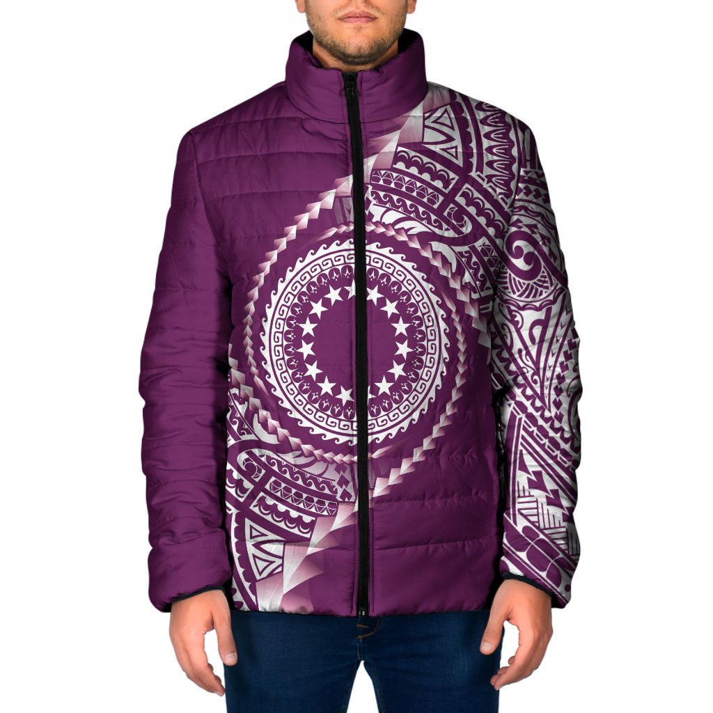 Cook Islands Gospel Day Padded Jacket Maroon Tribal Curves