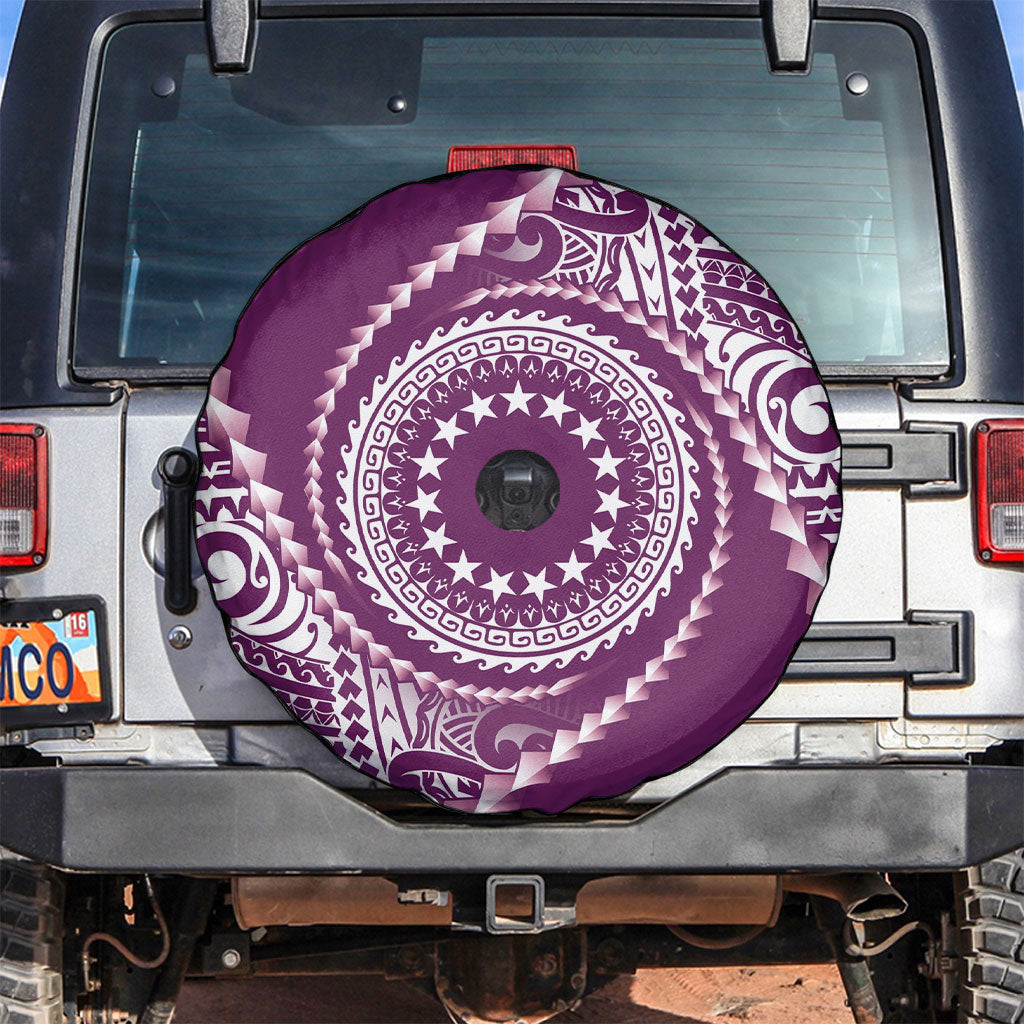 Cook Islands Gospel Day Spare Tire Cover Maroon Tribal Curves
