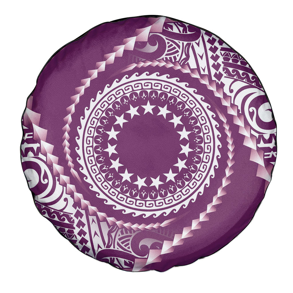 Cook Islands Gospel Day Spare Tire Cover Maroon Tribal Curves