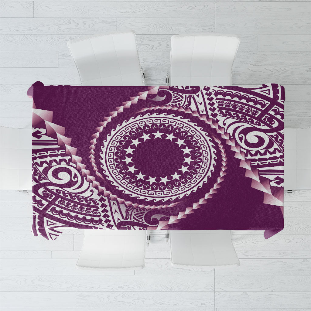 Cook Islands Gospel Day Tablecloth Maroon Tribal Curves