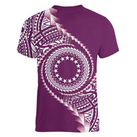 Cook Islands Gospel Day Women V-Neck T-Shirt Maroon Tribal Curves LT05 - Polynesian Pride