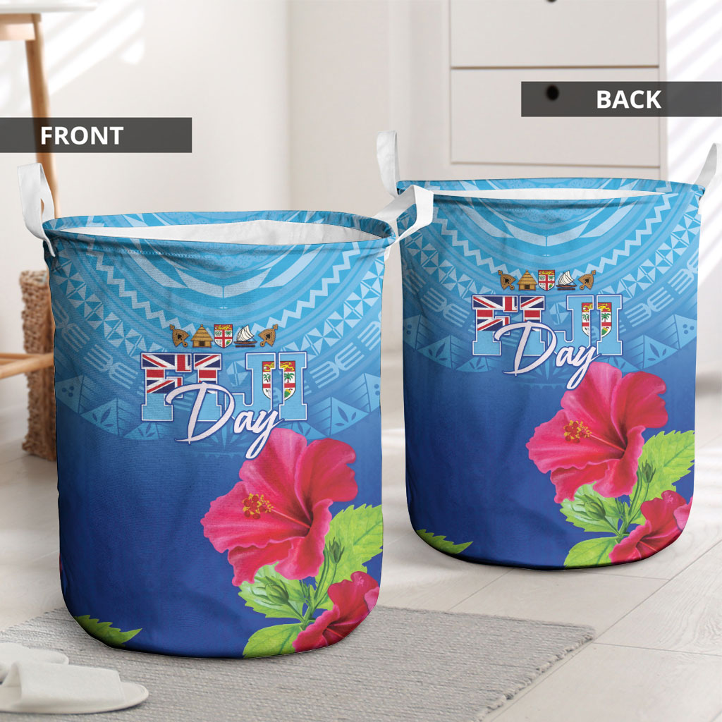 Bula Fiji Day Laundry Basket Traditional Tapa Pattern With Hibiscus LT05 - Polynesian Pride