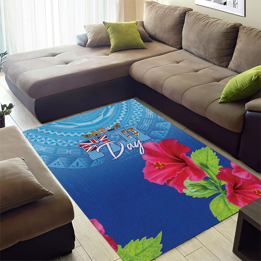 Bula Fiji Day Area Rug Traditional Tapa Pattern With Hibiscus LT05 - Polynesian Pride