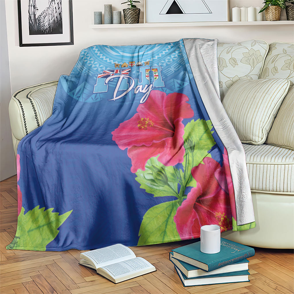Bula Fiji Day Blanket Traditional Tapa Pattern With Hibiscus