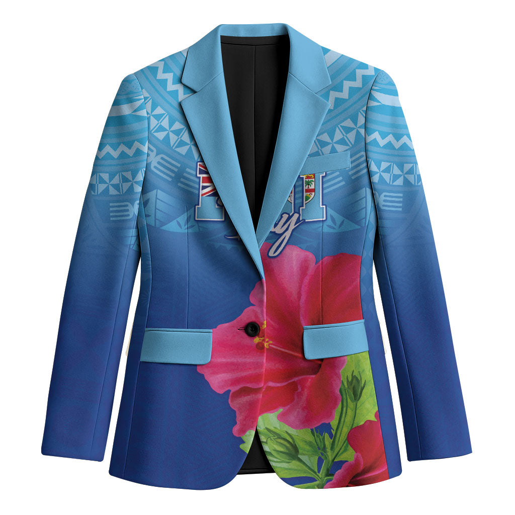 Bula Fiji Day Blazer Traditional Tapa Pattern With Hibiscus