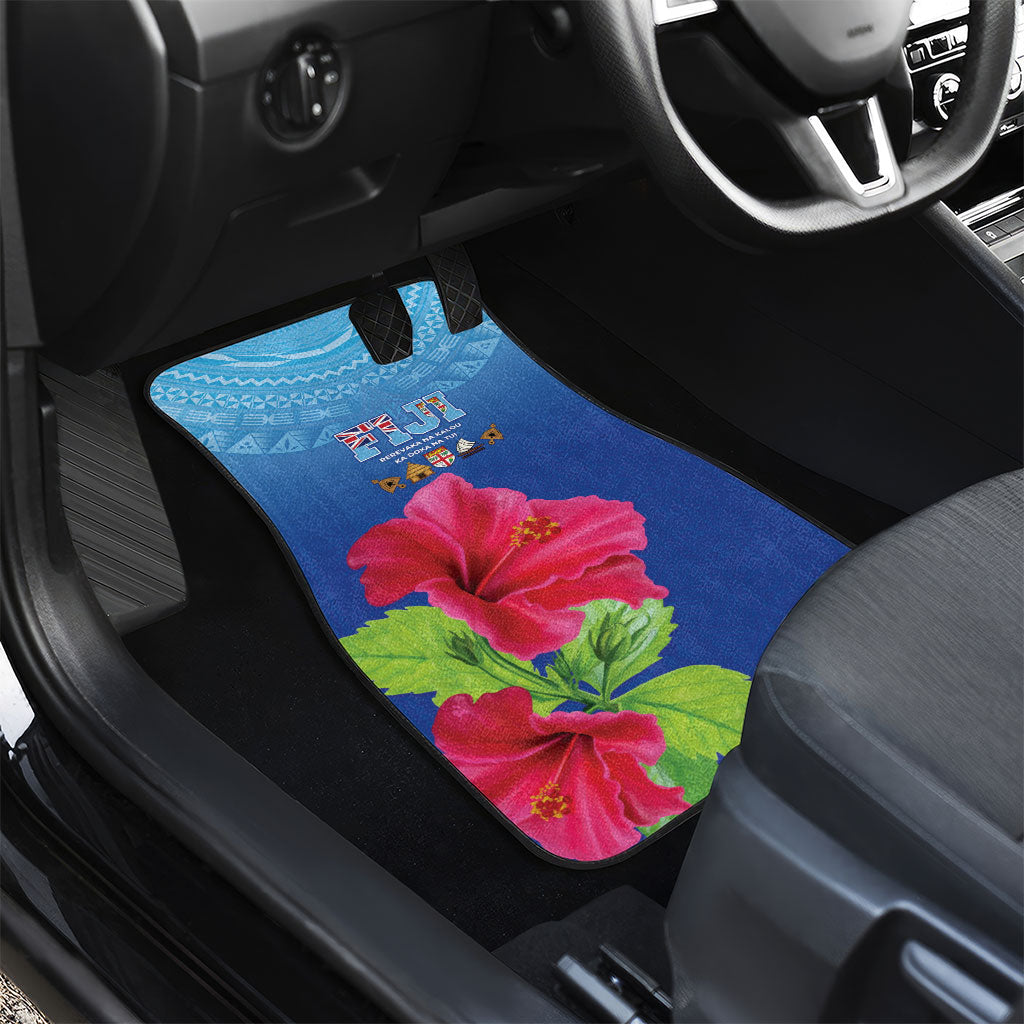 Bula Fiji Day Car Mats Traditional Tapa Pattern With Hibiscus LT05 - Polynesian Pride