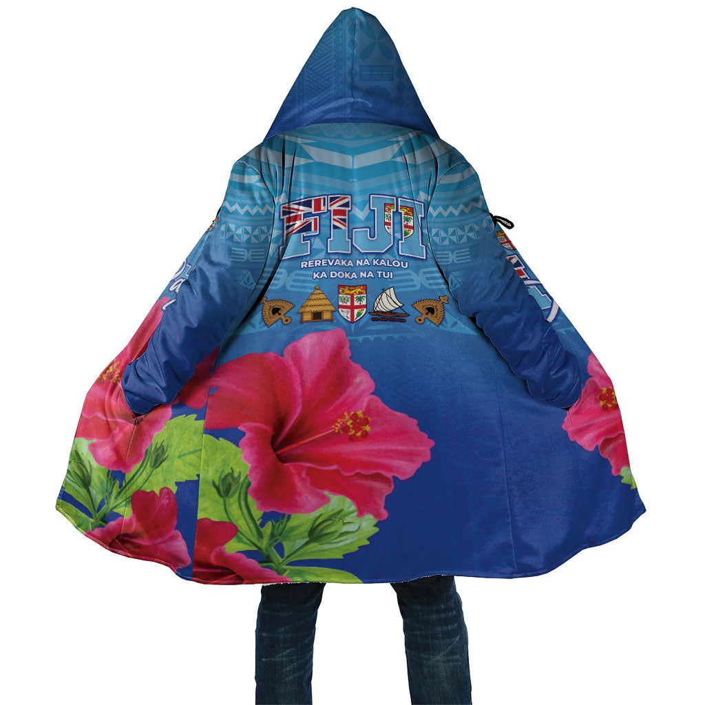 Bula Fiji Day Cloak Traditional Tapa Pattern With Hibiscus