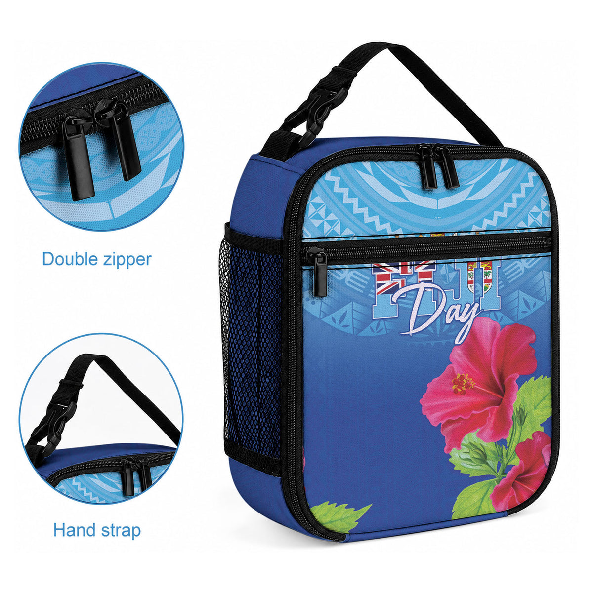 Bula Fiji Day Lunch Bag Traditional Tapa Pattern With Hibiscus LT05 - Polynesian Pride