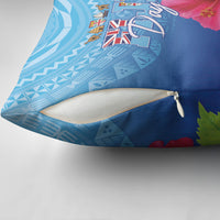 Bula Fiji Day Pillow Cover Traditional Tapa Pattern With Hibiscus LT05 - Polynesian Pride