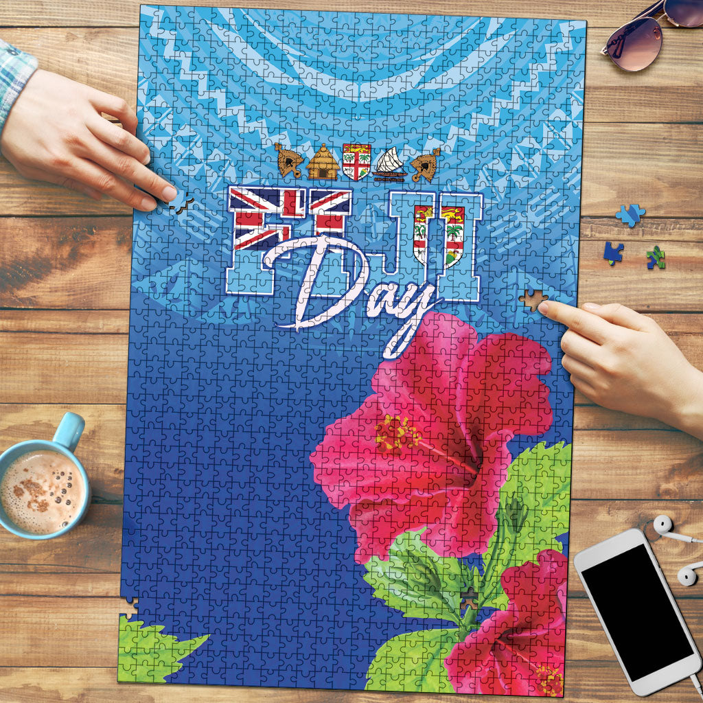 Bula Fiji Day Puzzle Traditional Tapa Pattern With Hibiscus