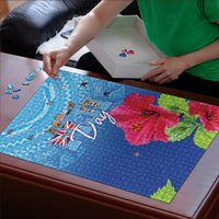 Bula Fiji Day Puzzle Traditional Tapa Pattern With Hibiscus LT05 - Polynesian Pride