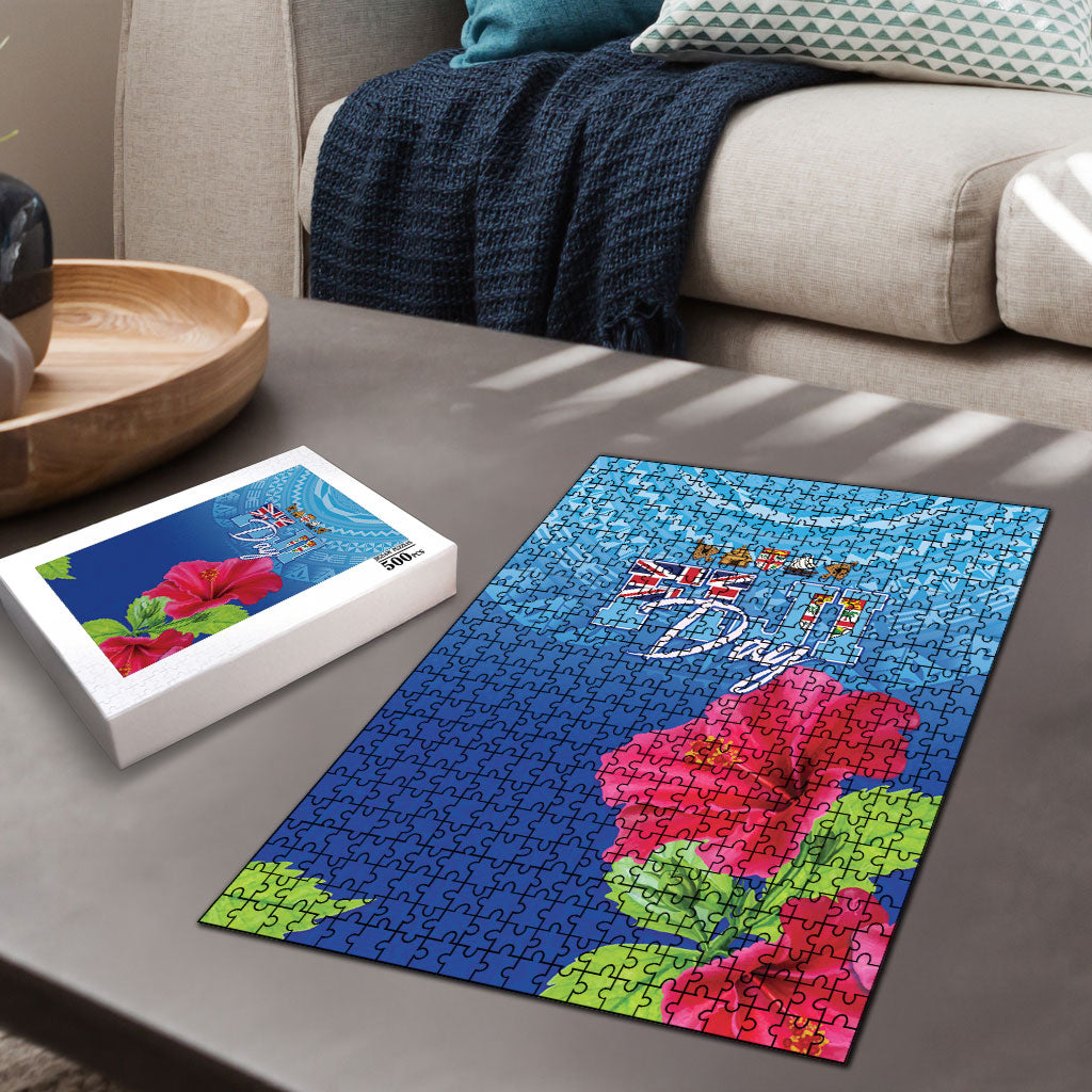Bula Fiji Day Puzzle Traditional Tapa Pattern With Hibiscus LT05 - Polynesian Pride
