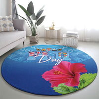 Bula Fiji Day Round Carpet Traditional Tapa Pattern With Hibiscus LT05 - Polynesian Pride