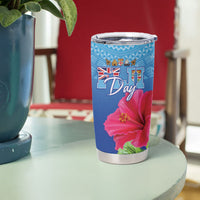 Bula Fiji Day Tumbler Cup Traditional Tapa Pattern With Hibiscus LT05 - Polynesian Pride
