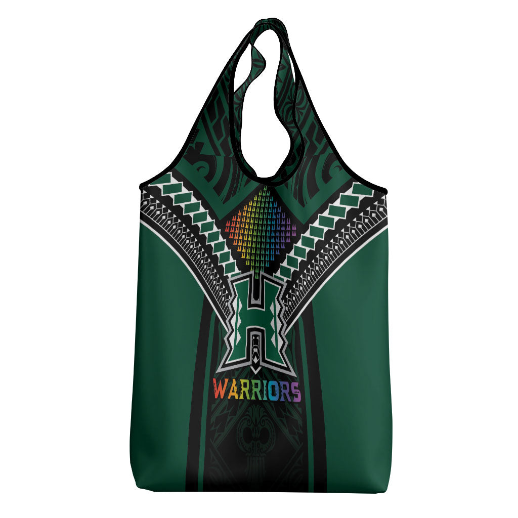 Hawaii Warriors Football Grocery Bag Rainbow Kakau Pattern Black LT05 - Polynesian Pride