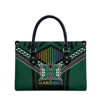 Hawaii Warriors Football Leather Bag Rainbow Kakau Pattern Black LT05 - Polynesian Pride