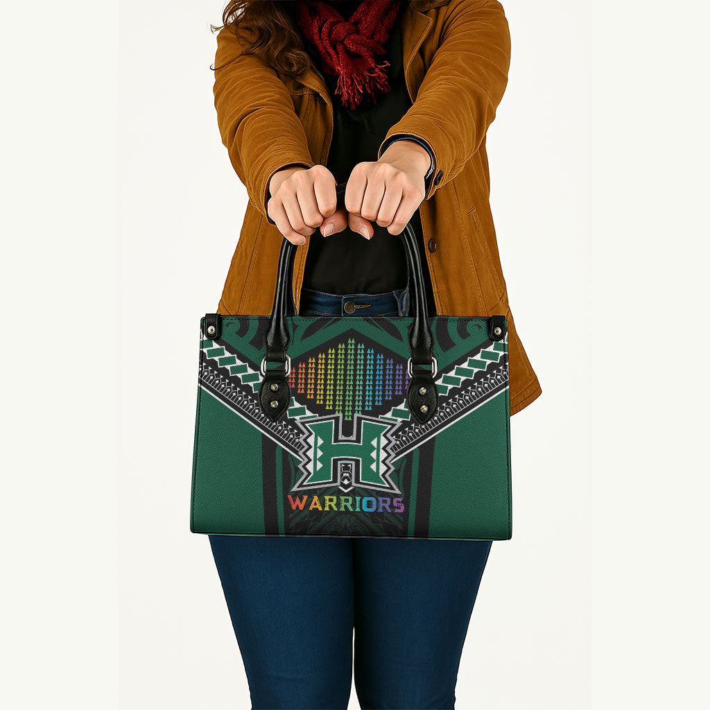 Hawaii Warriors Football Leather Bag Rainbow Kakau Pattern Black LT05 - Polynesian Pride