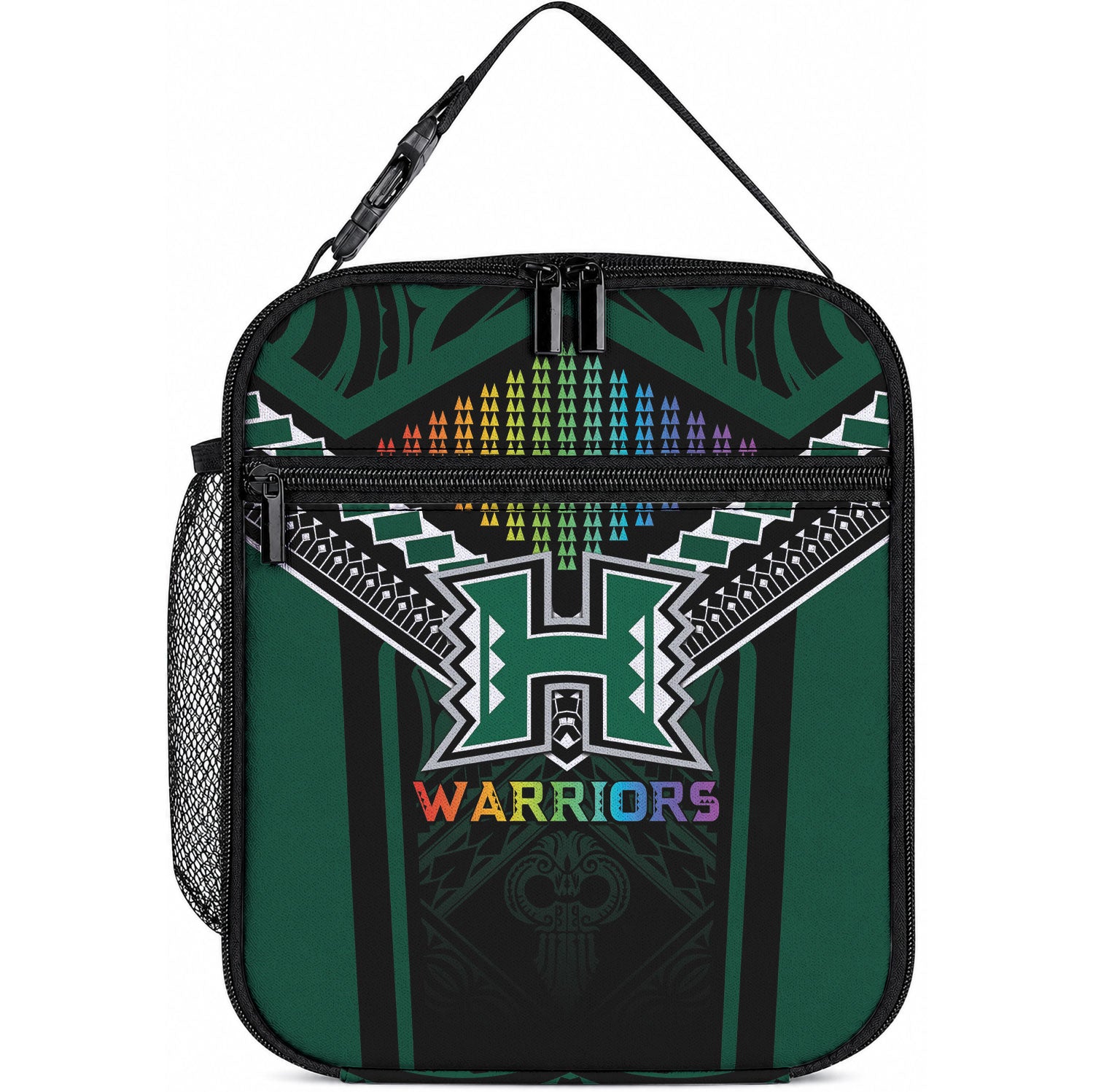 Hawaii Warriors Football Lunch Bag Rainbow Kakau Pattern Black