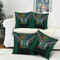 Hawaii Warriors Football Pillow Cover Rainbow Kakau Pattern Black LT05 - Polynesian Pride