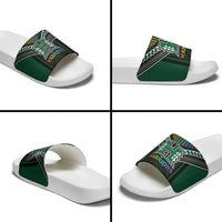 Hawaii Warriors Football Slide Sandals Rainbow Kakau Pattern Black LT05 - Polynesian Pride