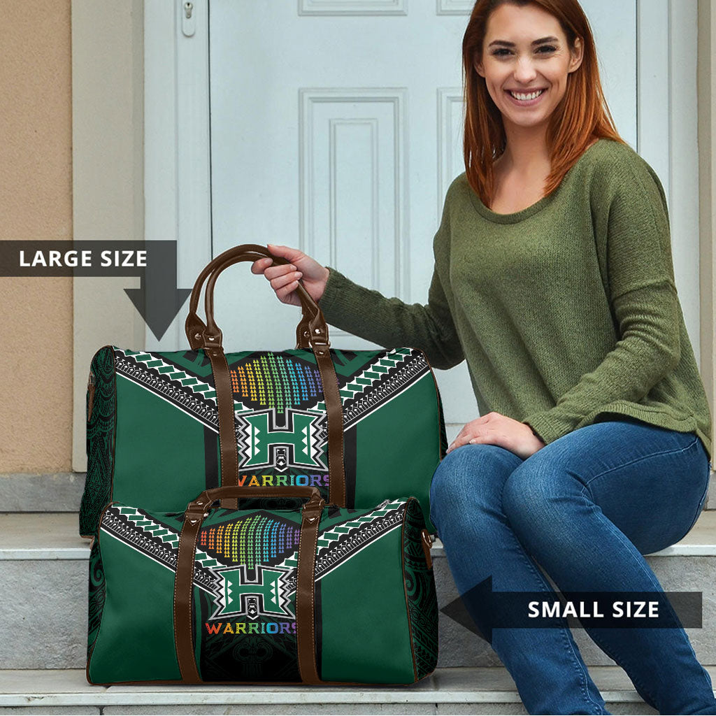 Hawaii Warriors Football Travel Bag Rainbow Kakau Pattern Black LT05 - Polynesian Pride