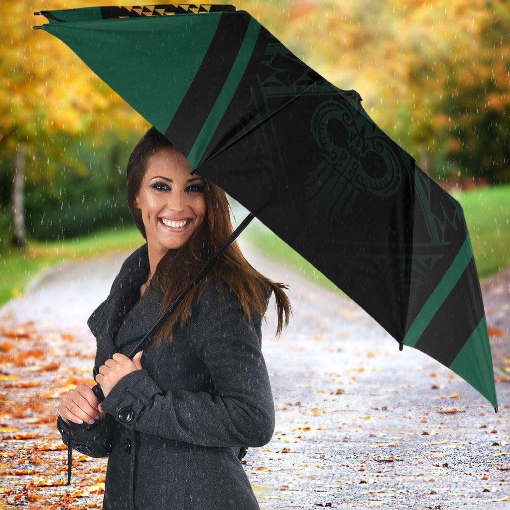 Hawaii Warriors Football Umbrella Rainbow Kakau Pattern Black LT05 - Polynesian Pride